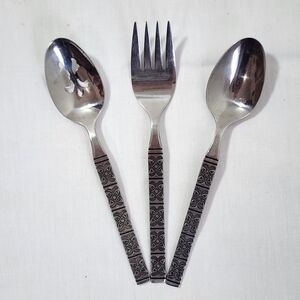 Ekco Eterna Montalo Stainless Steel Vintage Serving Utensils Geometric Pattern